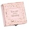 Edge Collection - 6" x 6" x 2.5" - Pink - Petite Music Box with Photo Frame and Distressed Finish - 1 Piece
